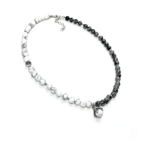 Колье КОГОТЬ ДРАКОНА. Обсидиан и Магнезит