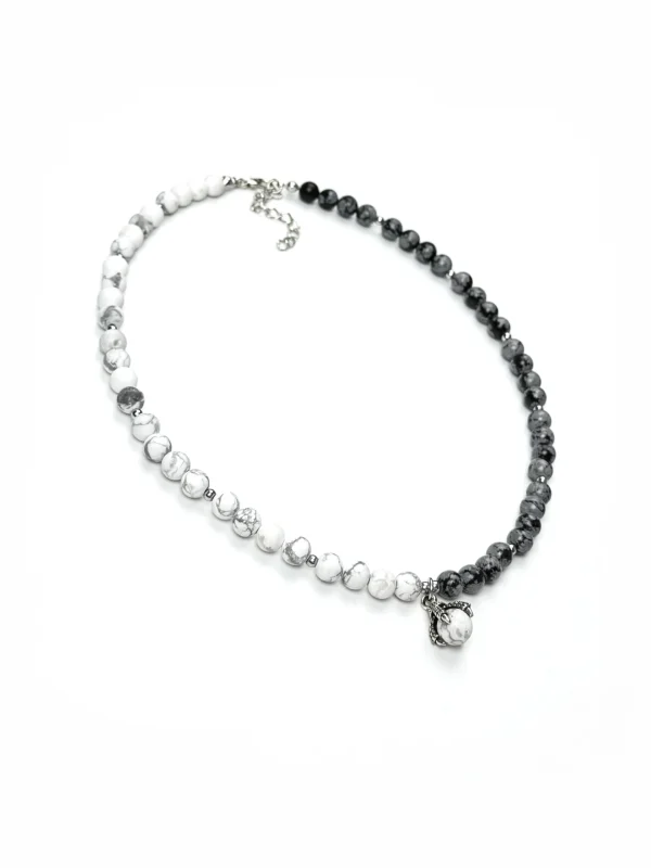 Колье КОГОТЬ ДРАКОНА. Обсидиан и Магнезит