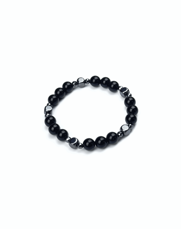 Браслет КУБИКИ. Агат и гематит