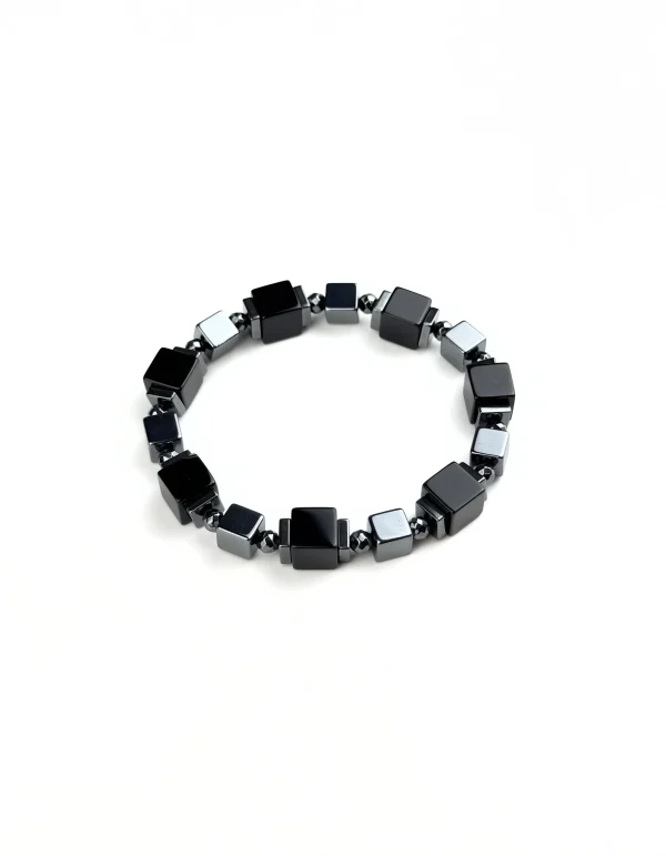 Браслет КУБЫ. Агат и гематит