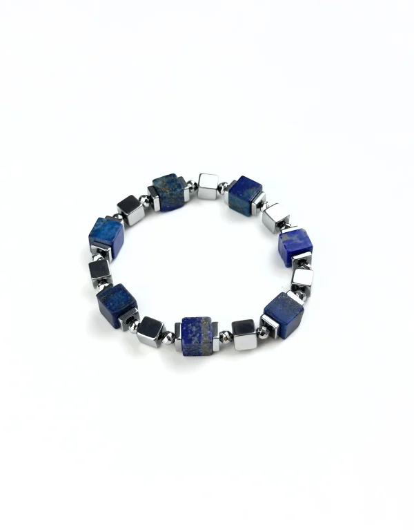 Браслет КУБЫ. Лазурит и гематит