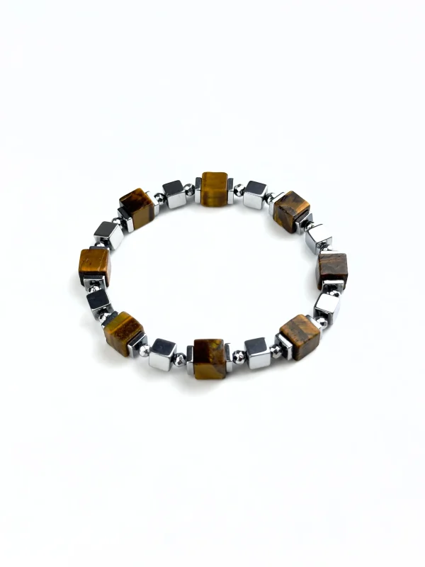 Браслет КУБЫ. Тигровый глаз и гематит