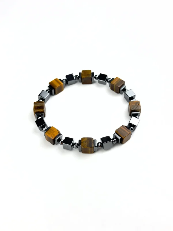Браслет КУБЫ. Тигровый глаз и гематит 2.0