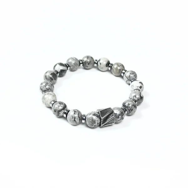 Браслет СТАЛЬНОЙ ХАРАКТЕР. Серая яшма