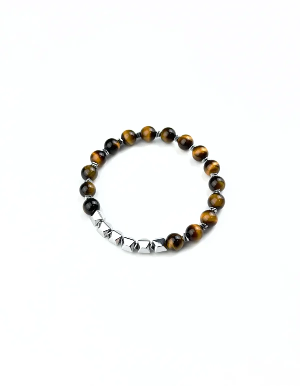 Браслет СТАЛЬНОЙ ХАРАКТЕР. Тигровый глаз