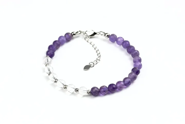 Браслет УТОНЧЕННОСТЬ. Аметист и горный хрусталь